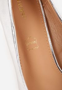 Born2be - Srebrne Klasyczne Czółenka na Szpilce ze Skórzaną Wkładką Florinara. Okazja: do pracy, na co dzień. Kolor: srebrny. Materiał: skóra. Obcas: na szpilce. Styl: klasyczny. Wysokość obcasa: średni #8