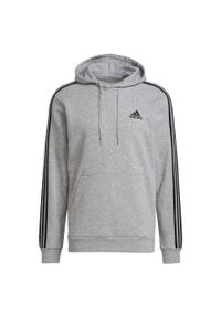 Adidas - Bluza męska adidas Essentials Fleece 3-Stripes Hoodie. Typ kołnierza: kaptur. Kolor: czarny, szary, wielokolorowy. Materiał: bawełna, dresówka, materiał. Sport: piłka nożna