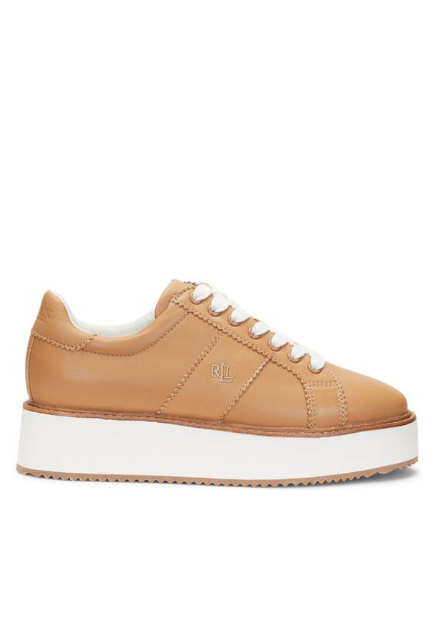 Lauren Ralph Lauren Sneakersy Amelia 802943023001 Brązowy. Kolor: brązowy. Materiał: skóra