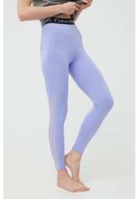 Calvin Klein Performance legginsy treningowe Active Icon damskie kolor fioletowy gładkie. Kolor: fioletowy. Materiał: włókno, skóra, dzianina, materiał. Wzór: gładki