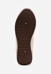 Renee - Beżowe Sneakersy Basic z Imitacji Zamszu Ozdobione Przeszyciami Nethe. Okazja: na co dzień. Zapięcie: sznurówki. Kolor: beżowy. Materiał: zamsz. Wzór: aplikacja #3
