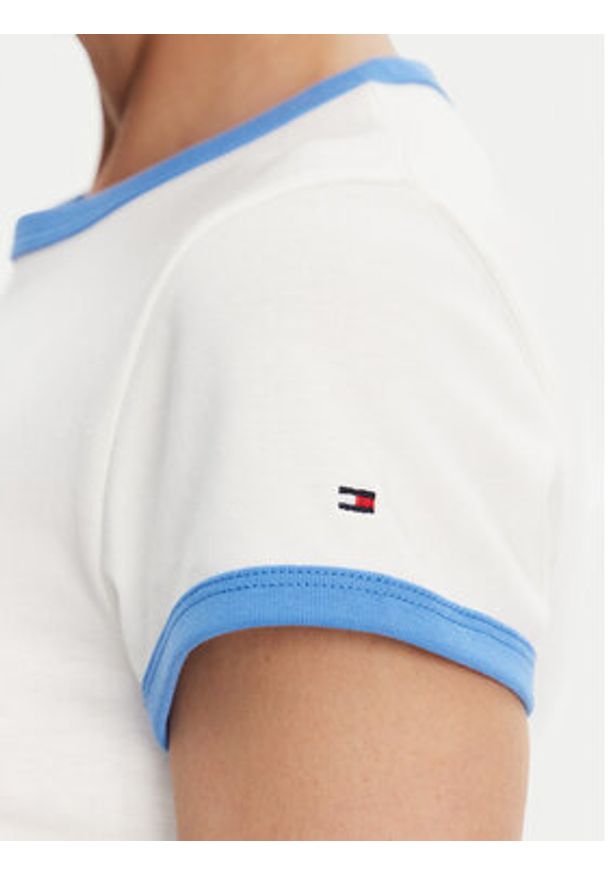 TOMMY HILFIGER - Tommy Hilfiger T-Shirt WW0WW44581 Écru Slim Fit. Materiał: bawełna