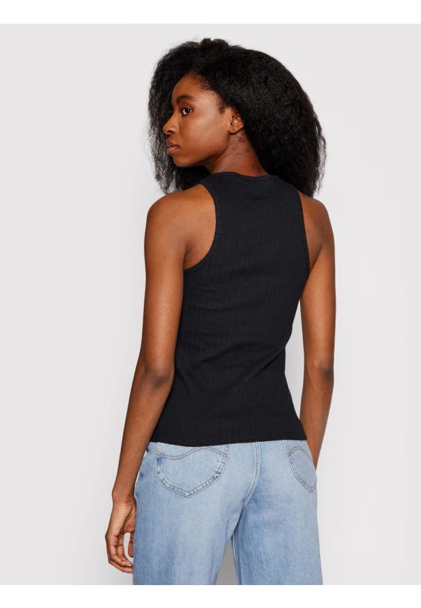 Lee - LEE RIBBED TANK DAMSKA BLUZKA NA RAMIĄCZKA BLACK L44QPJ0 112109957. Długość rękawa: na ramiączkach