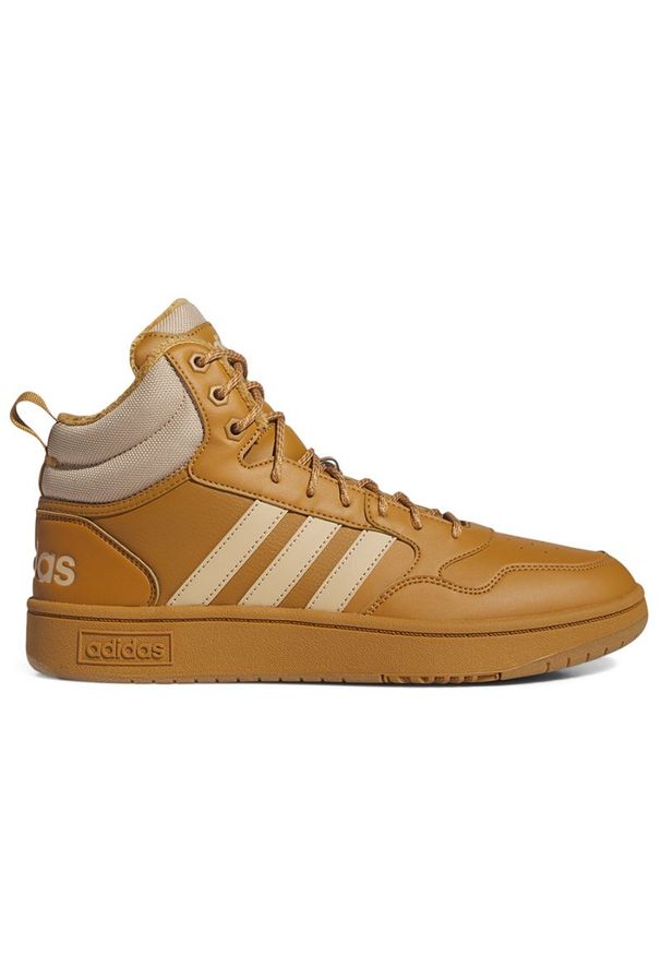 Adidas - Buty adidas Hoops 3.0 Mid Lifestyle Basketball Classic IF2636 - brązowe. Kolor: brązowy. Materiał: guma, futro, syntetyk, materiał, skóra. Szerokość cholewki: normalna. Sezon: zima. Sport: koszykówka
