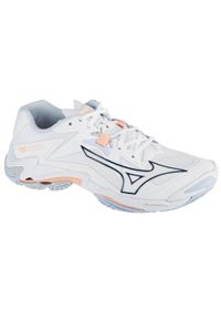 Buty siatkarskie damskie Mizuno Wave Lightning Z8. Zapięcie: sznurówki. Kolor: biały, wielokolorowy, różowy. Materiał: materiał, syntetyk, tkanina. Szerokość cholewki: normalna. Model: Mizuno Wave