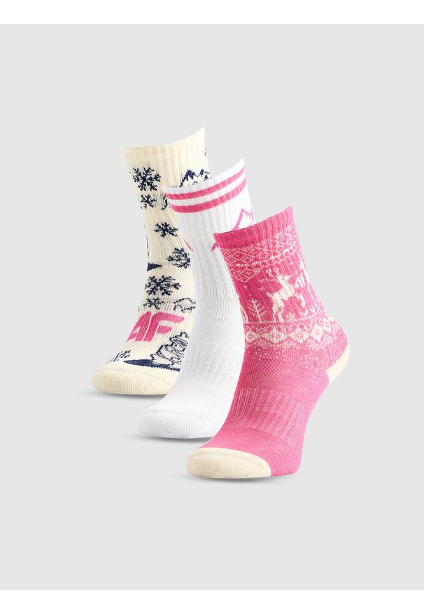 4f - 4F Skarpetki świąteczne długie (3-pack) dziewczęce - multikolor 35-37. Kolor: wielokolorowy. Materiał: bawełna, dzianina