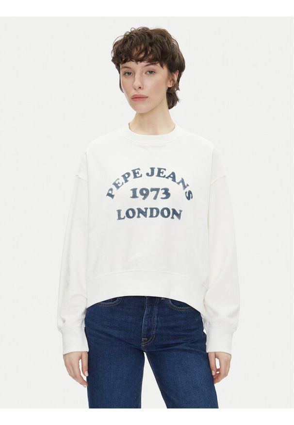 Pepe Jeans Bluza Venus PL581487 Écru Loose Fit. Kolor: kremowy. Materiał: bawełna