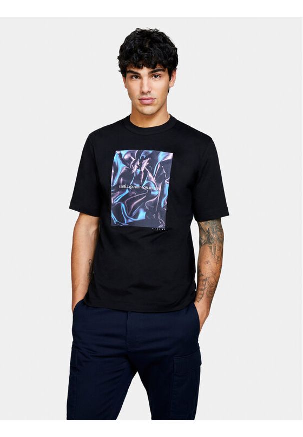 Sisley T-Shirt 3I1XS103I Czarny Regular Fit. Kolor: czarny. Materiał: bawełna