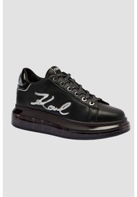 Karl Lagerfeld - KARL LAGERFELD Czarne sneakersy damskie z brokatem KAPRI KUSHION Signia, Rozmiar 41. Kolor: czarny. Wzór: napisy #1