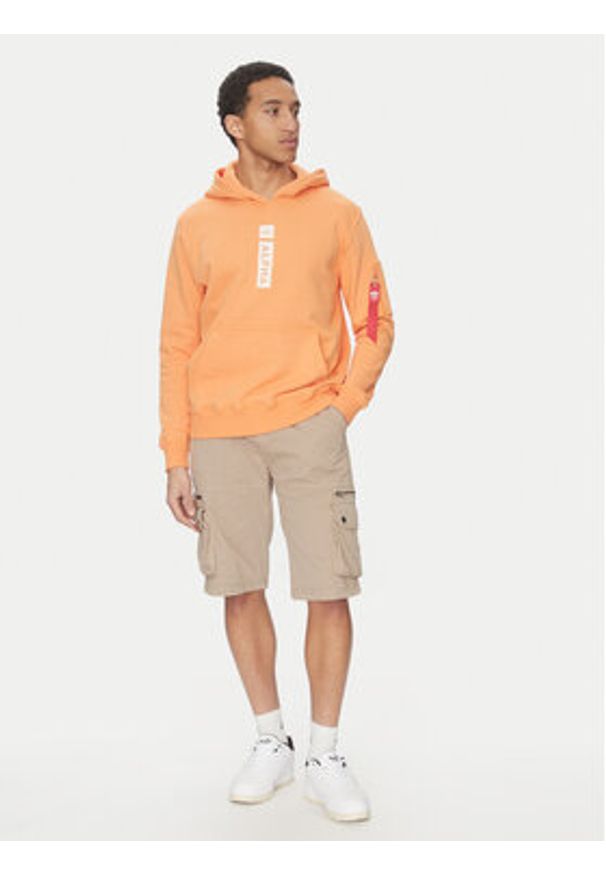 Alpha Industries Bluza Puff Print 146338 Pomarańczowy Regular Fit. Kolor: pomarańczowy. Materiał: bawełna. Wzór: nadruk