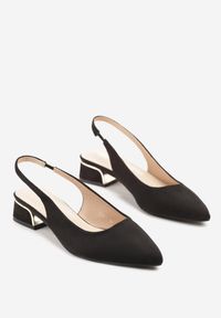 Renee - Czarne Sandały Typu Slingback z Metaliczną Ozdobą Helmio. Okazja: na co dzień. Zapięcie: sprzączka. Kolor: czarny. Materiał: jeans. Wzór: aplikacja. Styl: casual, elegancki #3