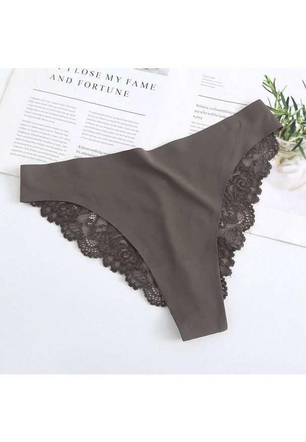 Intica - Koronkowe figi z wysokiej jakości materiału Veselka. Kolor: szary. Materiał: materiał, koronka. Wzór: koronka