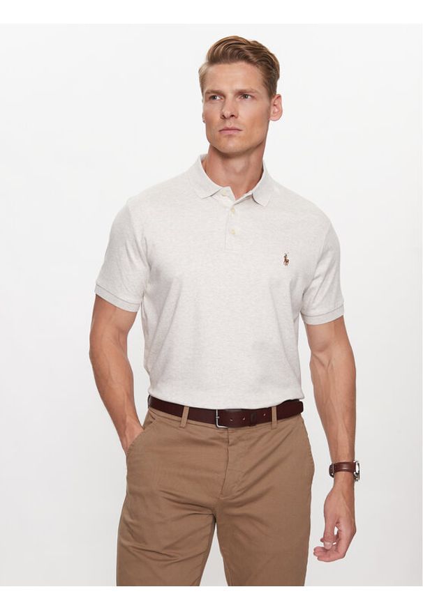 Polo Ralph Lauren Polo 710713130002 Szary Custom Slim Fit. Typ kołnierza: polo. Kolor: szary. Materiał: bawełna