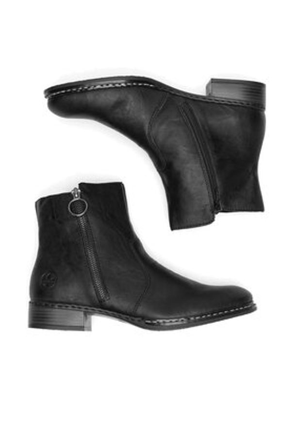 Rieker Botki 73450-00 Czarny. Kolor: czarny. Materiał: materiał