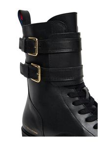 TOMMY HILFIGER - Tommy Hilfiger Botki Biker Laceup FW0FW08986 Czarny. Kolor: czarny. Materiał: skóra #6