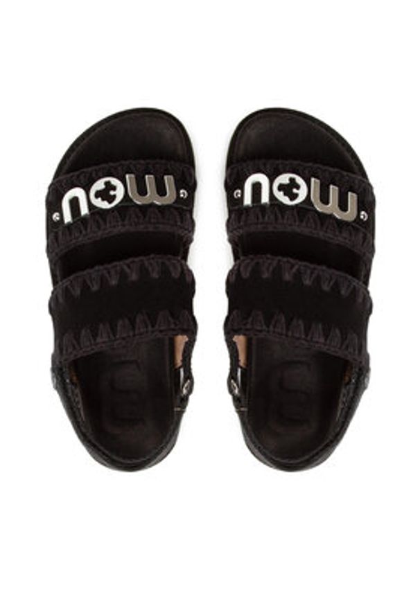 Mou Sandały New Bio Sandal SW461001A Czarny. Kolor: czarny. Materiał: zamsz, skóra