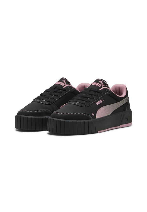 Puma - Damskie sneakersy Carina Mia Satin Princess PUMA Black Poised Pink. Okazja: na co dzień. Kolor: czarny, różowy, wielokolorowy. Sport: turystyka piesza, tenis