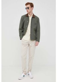 Pepe Jeans kurtka LINUS męska kolor zielony przejściowa. Okazja: na co dzień. Kolor: zielony. Materiał: tkanina. Wzór: gładki. Styl: casual
