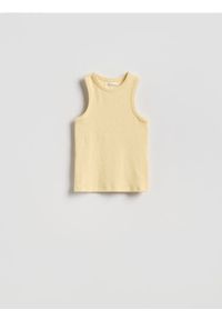 Reserved - Bawełniany top - jasnożółty. Kolor: żółty. Materiał: bawełna #1