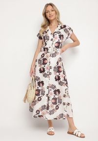 Born2be - Czarna Sukienka z Wiskozą o Koszulowym Kroju z Paskiem z Klamrą Nitasiela. Okazja: na co dzień. Typ kołnierza: dekolt w kształcie V. Kolor: czarny. Materiał: wiskoza. Długość rękawa: krótki rękaw. Typ sukienki: koszulowe. Styl: casual, klasyczny #6