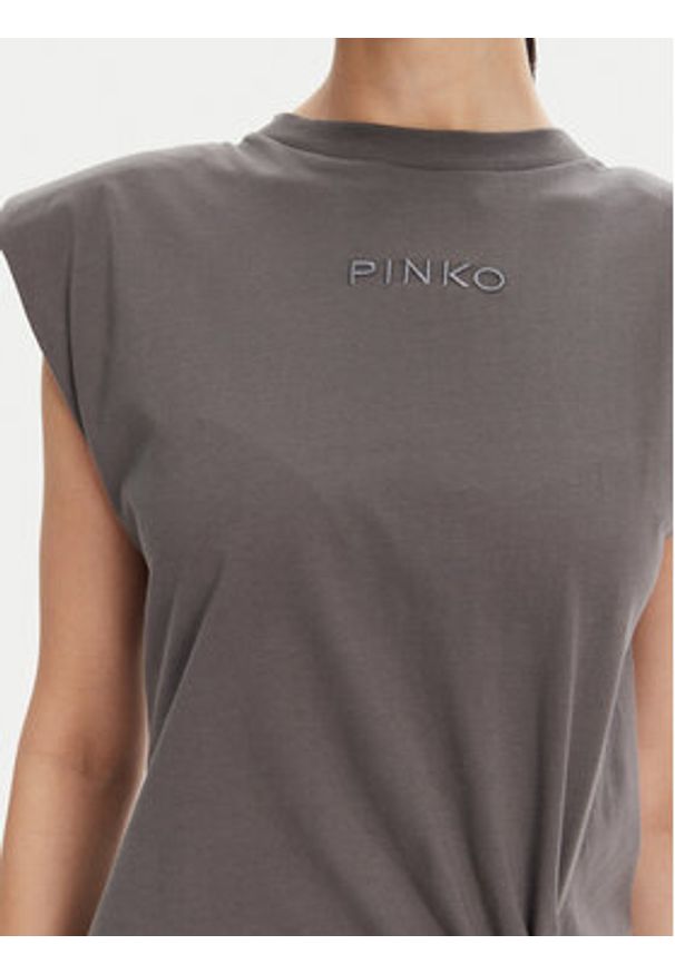 Pinko - PINKO Sukienka codzienna 104614 A2HE Szary Regular Fit. Okazja: na co dzień. Kolor: szary. Materiał: bawełna. Typ sukienki: proste. Styl: casual