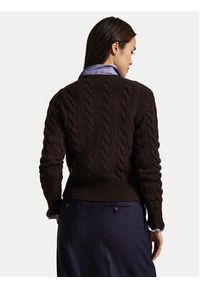 Polo Ralph Lauren Kardigan 211972104007 Brązowy Slim Fit. Typ kołnierza: polo. Kolor: brązowy. Materiał: wełna