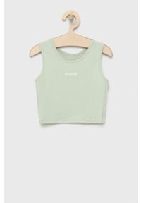 Guess top dziecięcy kolor zielony. Kolor: zielony. Materiał: materiał, dzianina, włókno. Długość rękawa: na ramiączkach #1