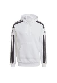 Adidas - Bluza piłkarska męska adidas Squadra 21 Sweat Hoody. Typ kołnierza: kaptur. Kolor: biały. Materiał: bawełna, poliester. Sport: piłka nożna