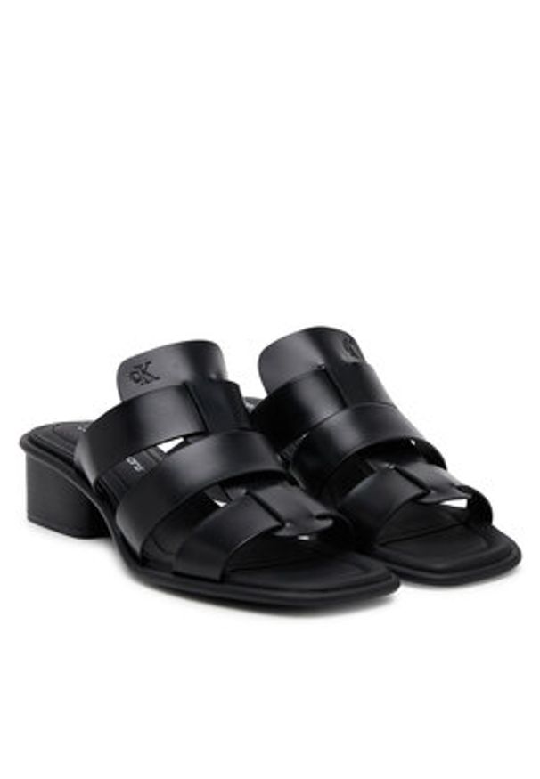 Calvin Klein Jeans Klapki Heel Square Mg Lth YW0YW01702 Czarny. Kolor: czarny. Materiał: skóra
