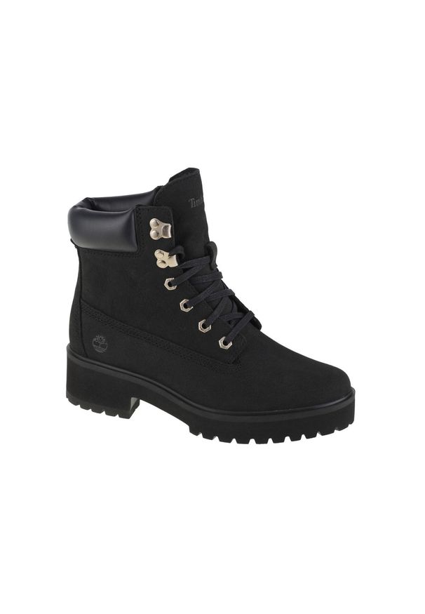 Trapery damskie, Timberland Carnaby Cool 6 In Boot. Wysokość cholewki: za kostkę. Zapięcie: sznurówki. Kolor: czarny, wielokolorowy. Materiał: skóra, materiał. Szerokość cholewki: normalna. Styl: sportowy. Sport: turystyka piesza