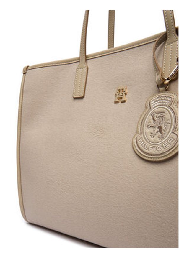 TOMMY HILFIGER - Tommy Hilfiger Torebka Th City Large Tote Melton AW0AW18215 Beżowy. Kolor: beżowy