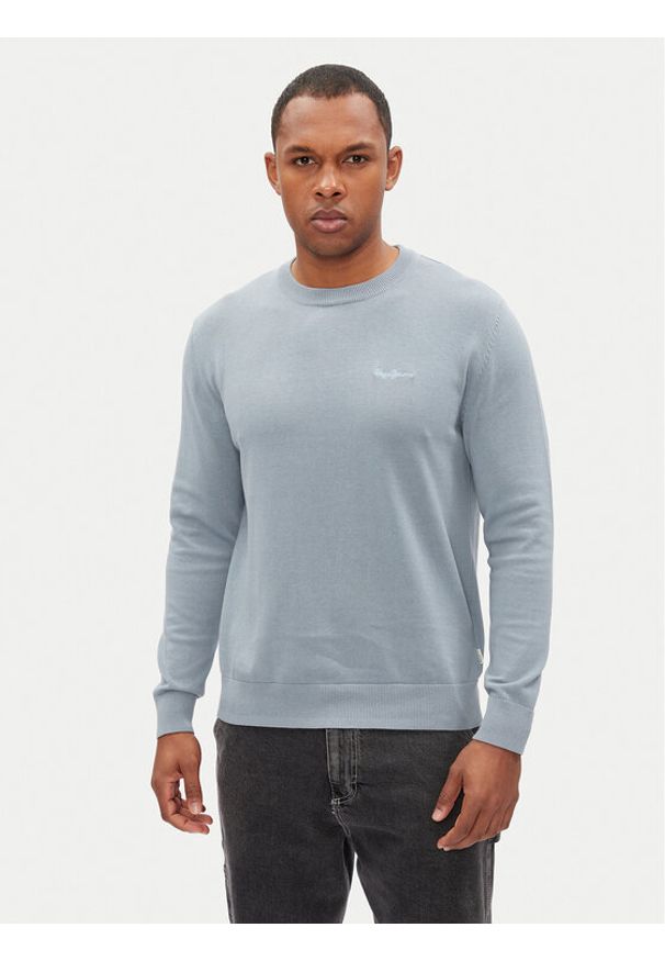 Pepe Jeans Sweter Essential PM702512 Błękitny Regular Fit. Kolor: niebieski. Materiał: bawełna