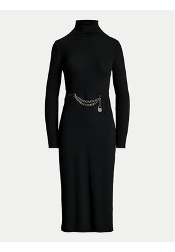 Lauren Ralph Lauren - LAUREN RALPH LAUREN Sukienka dzianinowa 250951822001 Czarny Slim Fit. Kolor: czarny. Materiał: bawełna, dzianina