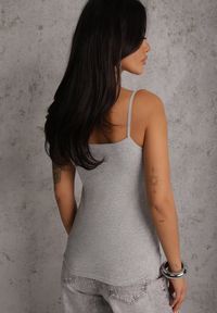 Renee - Ciemnoszary Bieliźniany Top na Ramiączkach z Bawełny Zdobiony Koronką Bernelle. Kolor: szary. Materiał: bawełna, koronka. Długość rękawa: na ramiączkach. Wzór: aplikacja, koronka #8