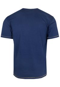 Pako Jeans - T-shirt Bawełniany Granatowy z Krótkim Rękawem, Męski z Nadrukiem, U-neck -PAKO JEANS. Okazja: na co dzień. Kolor: niebieski. Materiał: bawełna. Długość rękawa: krótki rękaw. Długość: krótkie. Wzór: nadruk. Styl: casual #2