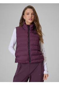 4f - 4F Bezrękawnik z wypełnieniem syntetycznym damski - fioletowy XXL. Okazja: na co dzień. Typ kołnierza: kołnierzyk stójkowy. Kolor: fioletowy. Materiał: syntetyk. Długość rękawa: bez rękawów. Wzór: gładki. Styl: casual #1