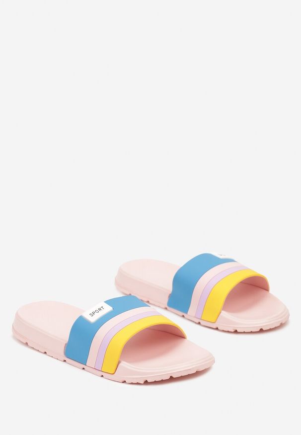 Born2be - Różowo-Niebieskie Klapki z Lekkiej Pianki na Płaskiej Podeszwie Uvetta. Okazja: na co dzień, na plażę. Nosek buta: otwarty. Kolor: różowy. Obcas: na płaskiej podeszwie. Styl: casual, klasyczny, sportowy