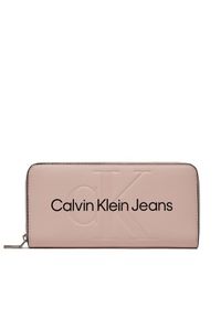 Calvin Klein Jeans Duży Portfel Damski Sculpted Mono Zip Around Mono K60K607634 Różowy. Kolor: różowy. Materiał: skóra