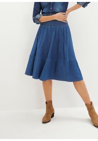 bonprix - Spódnica dżinsowa z elastycznym paskiem. Kolor: niebieski #1