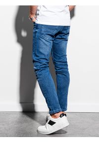 Ombre Clothing - Spodnie męskie jeansowe SKINNY FIT P1007 - niebieskie - XL. Kolor: niebieski. Materiał: jeans. Styl: klasyczny #3