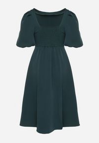 Born2be - Zielona Sukienka o Rozkloszowanym Kroju z Bufiastymi Rękawami Melisseia. Kolor: zielony. Styl: klasyczny #4