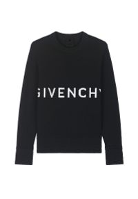 Givenchy - GIVENCHY - Czarny sweter z kontrastowym logo. Kolor: czarny. Materiał: bawełna