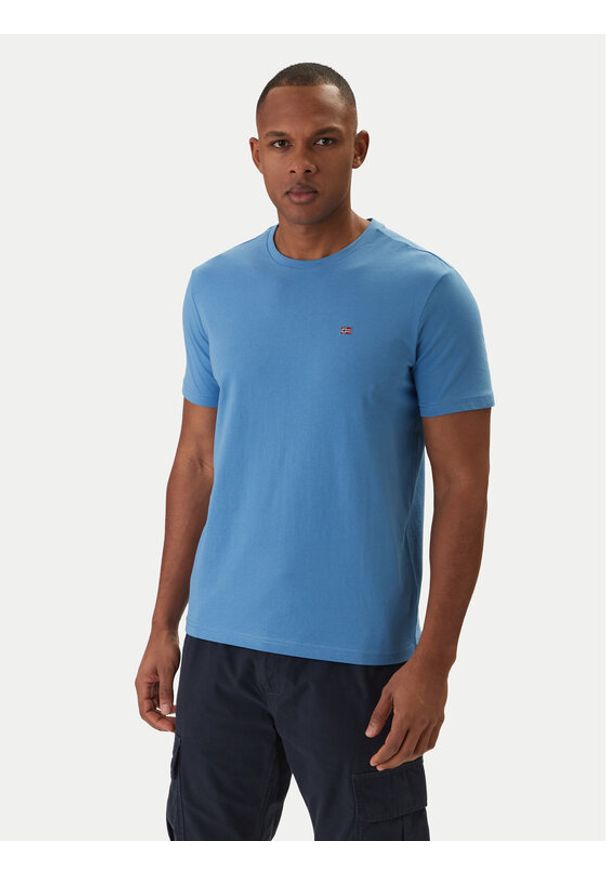 Napapijri T-Shirt Salis NP0A4H8D Niebieski Regular Fit. Kolor: niebieski. Materiał: bawełna
