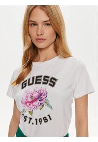 Guess T-Shirt Peony V4YI15 J1314 Biały Regular Fit. Kolor: biały. Materiał: bawełna