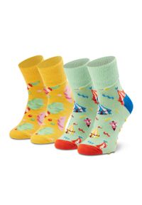 Happy-Socks - Zestaw 2 par wysokich skarpet dziecięcych Happy Socks KCIR19-7000 Żółty. Kolor: żółty. Materiał: materiał #1