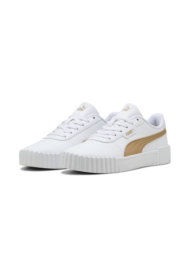 Puma - Damskie sneakersy Carina 3.0 Aqua Metallics PUMA White Light Sand Gold Beige. Okazja: na plażę. Kolor: biały, wielokolorowy, beżowy. Sezon: lato. Sport: tenis