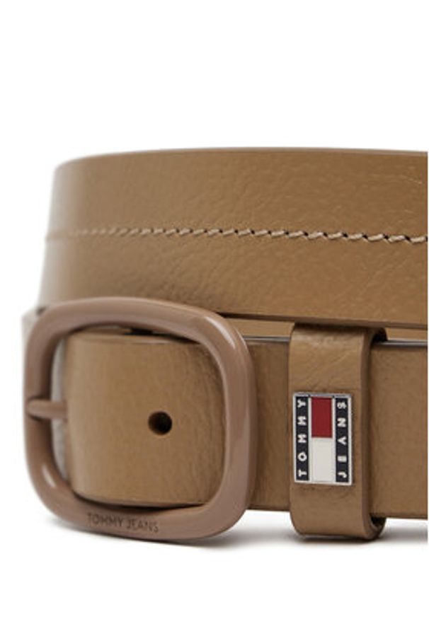 Tommy Jeans Pasek Damski Tjw Oval Tonal 3.0 AW0AW17392 Beżowy. Kolor: beżowy. Materiał: skóra
