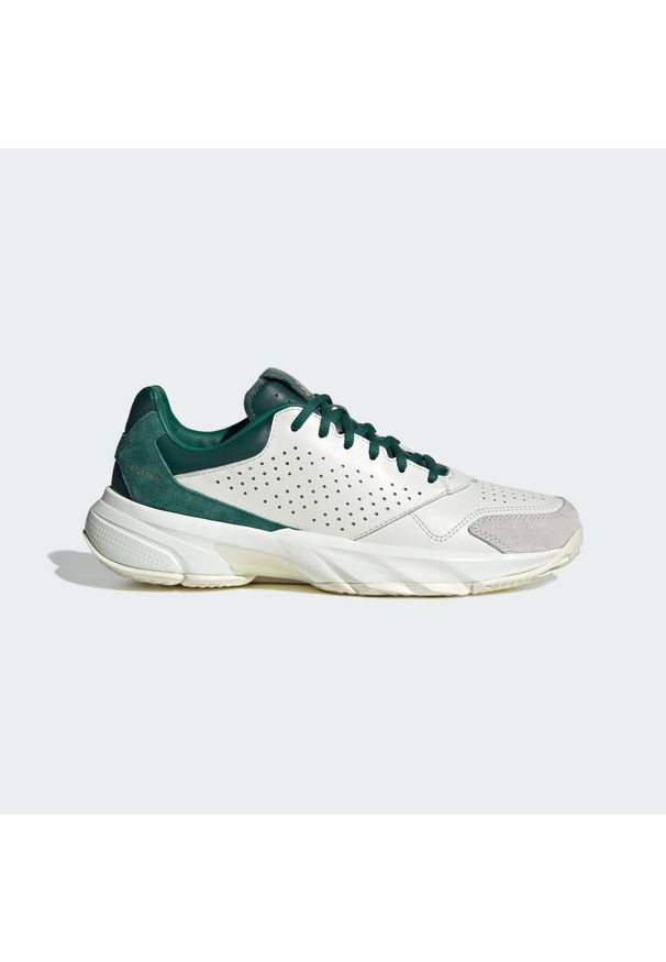 Adidas - Buty Courtjam Control 3 Premium Tennis. Kolor: zielony, biały, wielokolorowy. Materiał: skóra. Sport: turystyka piesza, tenis