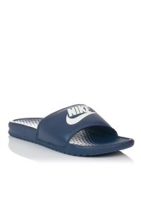 Klapki Męskie Sportowe Nike Benassi Jdi. Okazja: na plażę. Kolor: niebieski. Sezon: lato. Styl: sportowy
