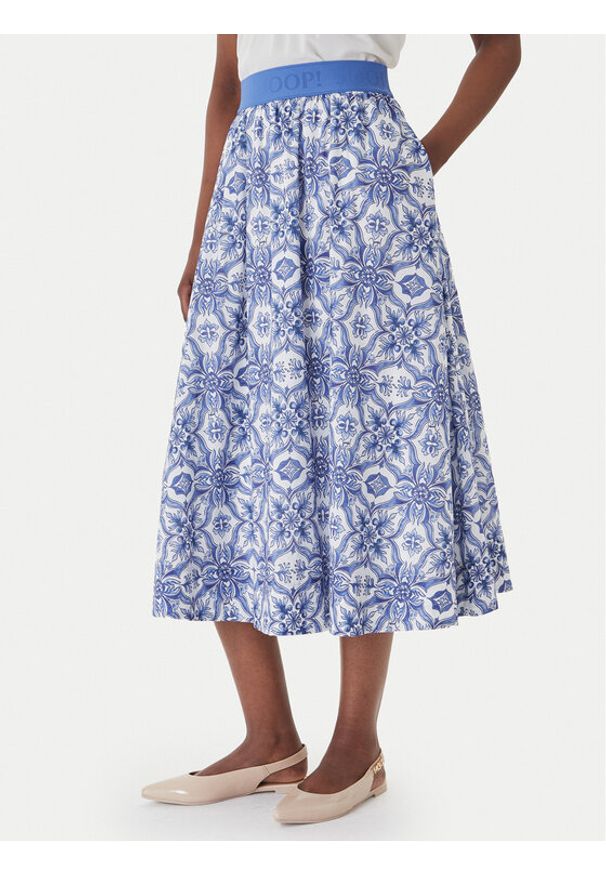 JOOP! Spódnica midi Saki2 30102101 Niebieski Regular Fit. Kolor: niebieski. Materiał: bawełna